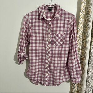 Eddie Bauer Gingham Button-Up Packable Shirt | Size Small